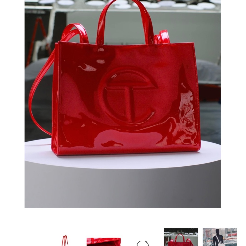 Telfar Medium Red Patent Shopping Bag